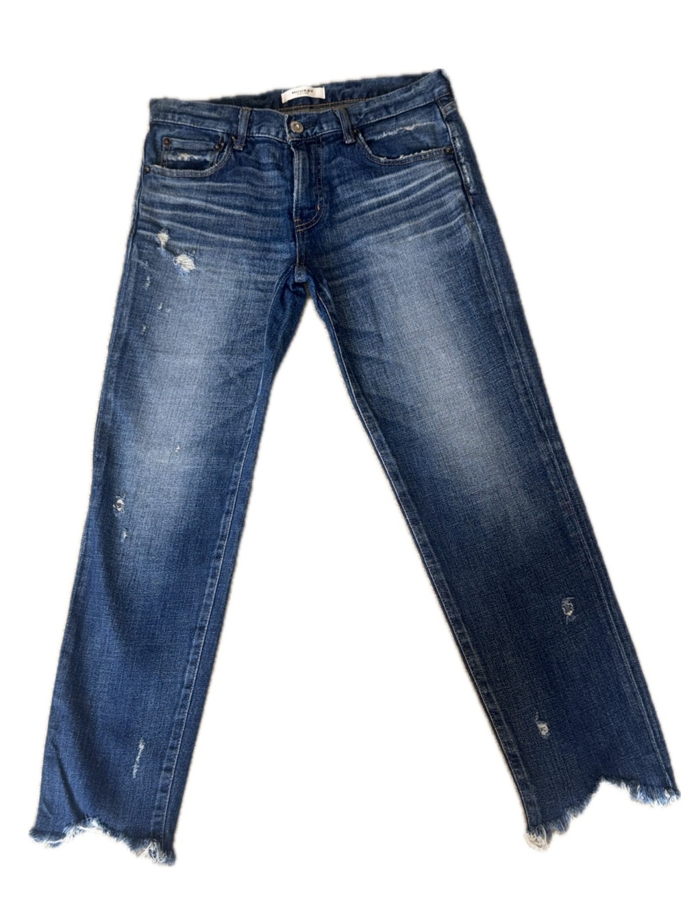 MOUSSY VINTAGE Distressed Selvedge Crop Jeans Raw Hem | Women's 28